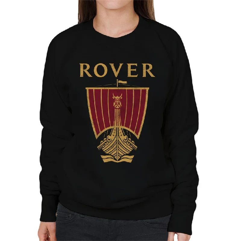 Rover Logo British Motor Heritage Women's Sweatshirt Hoodie with Rolled Sleeves Casual Relaxed