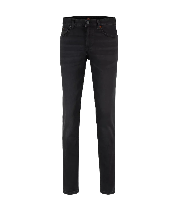 Slim-fit Jeans in Black Super-stretch Denim - Black Fashionable Distressed Jeans