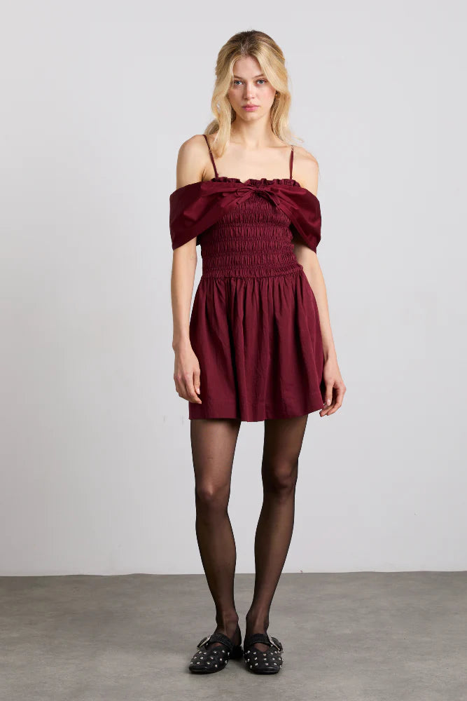 Esmerelda Mini Dress - Burgandy Fashionable Boho-Chic Mini Dress