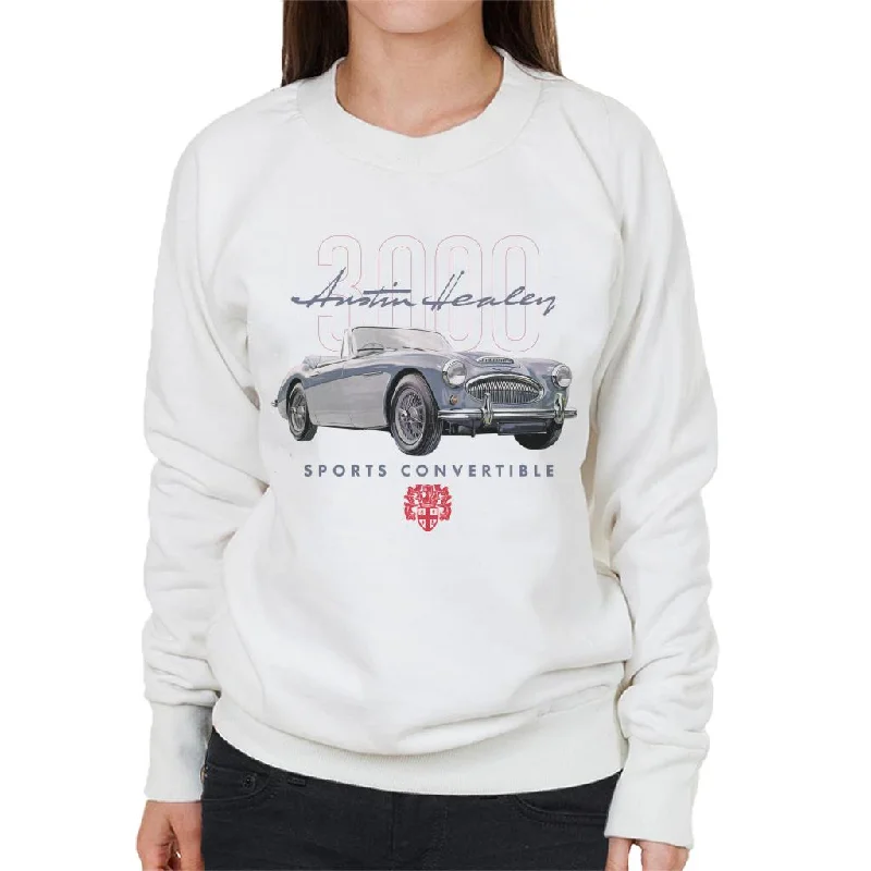 Austin Healey 3000 Convertible British Motor Heritage Women's Sweatshirt Hoodie with Ribbed Cuffs Snug Fit Comfort