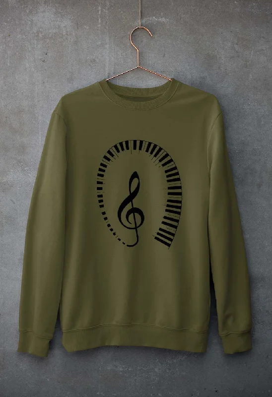 Piano Unisex Sweatshirt for Men/Women Hoodie with Button Placket Classic Preppy