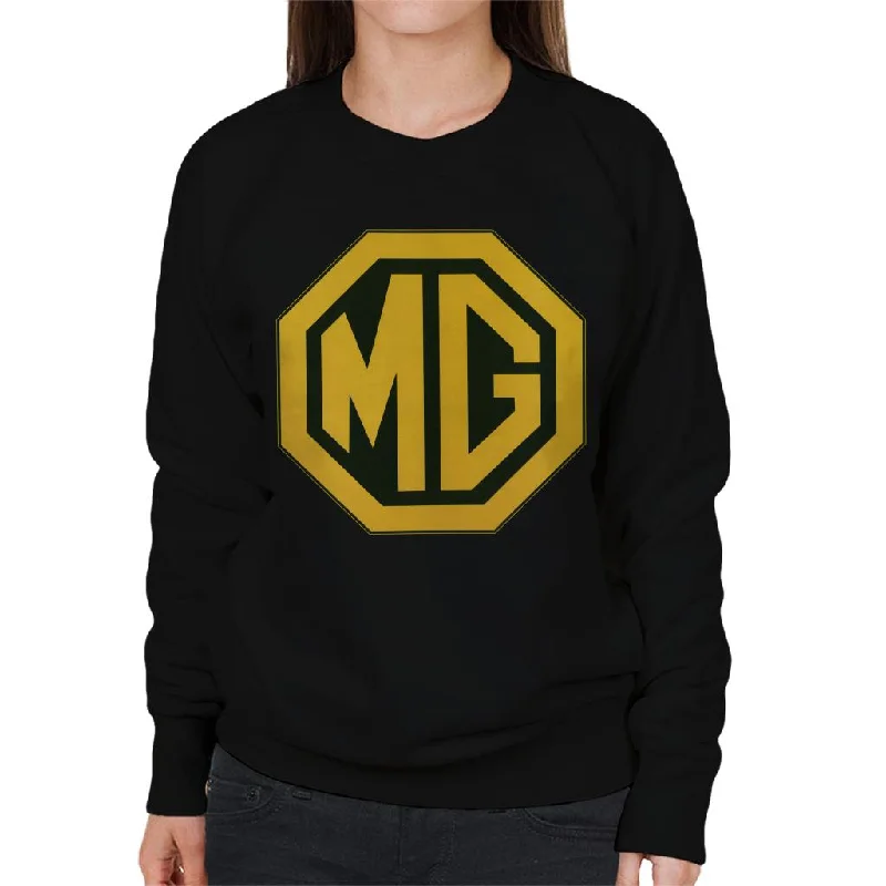 MG Gold Logo British Motor Heritage Women's Sweatshirt Hoodie with Hem Elastic Stretchable Comfortable