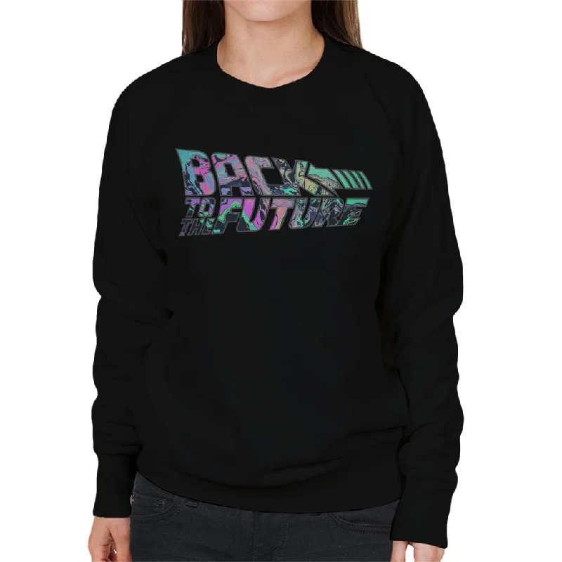 Back to the Future Psychedelic Marble Logo Women's Sweatshirt Hoodie with Velcro Closure Adjustable Secure