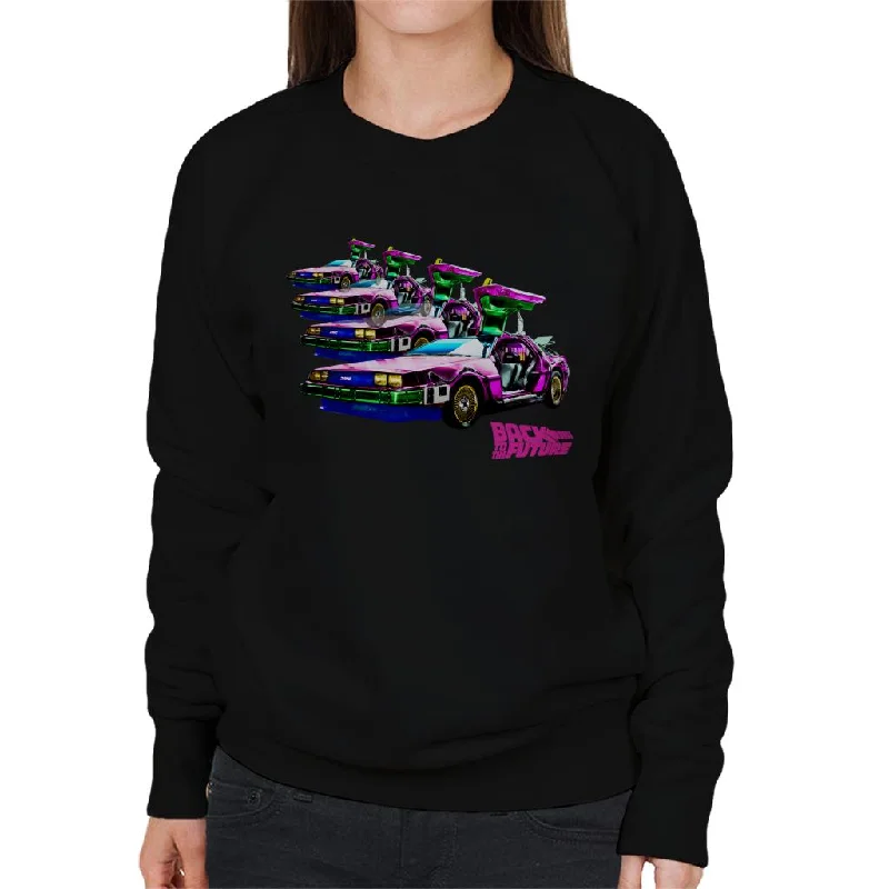 Back to the Future Delorean Mirrored Women's Sweatshirt Hoodie with Longline Fit Extended Stylish