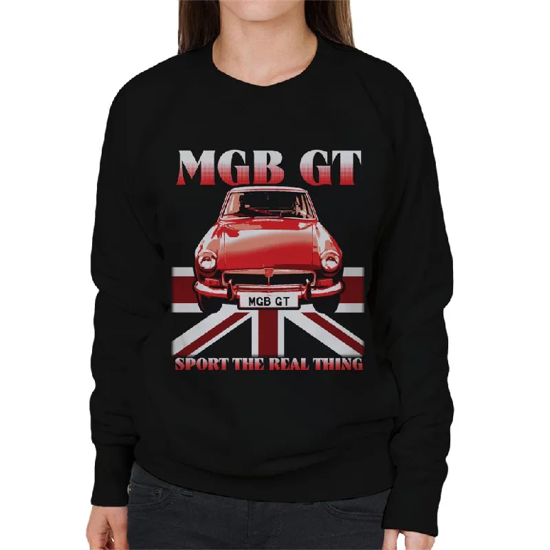 MG GT Sport The Real Thing British Motor Heritage Women's Sweatshirt Hoodie with Magnetic Closure Innovative Modern