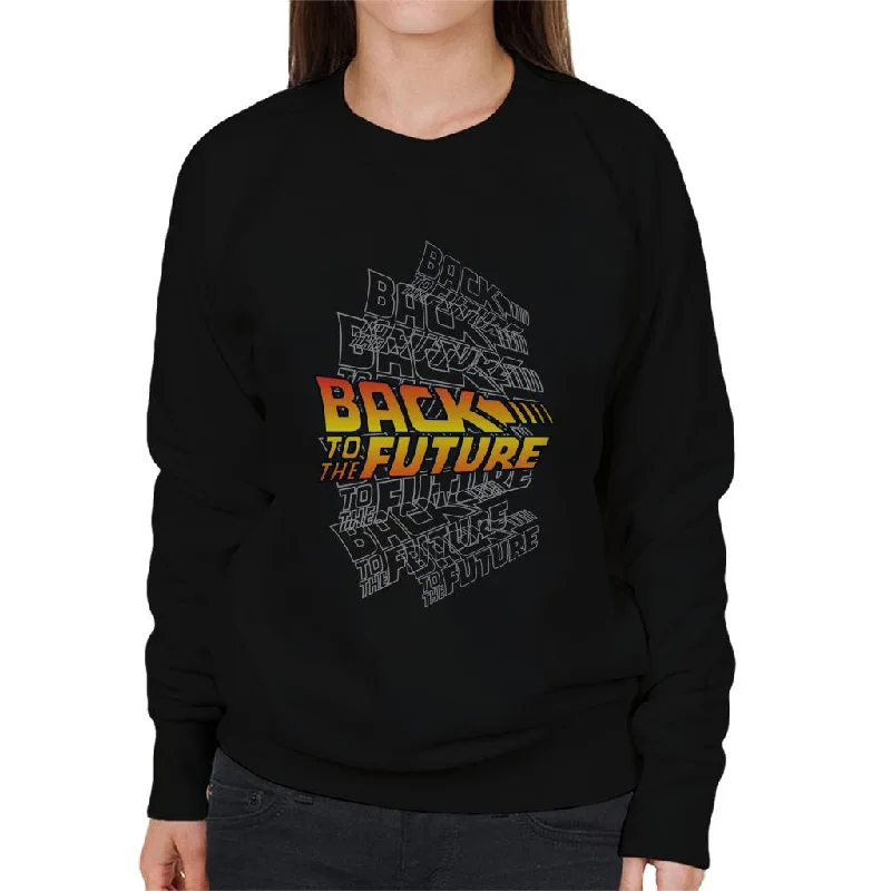 Back to the Future Classic Logo Montage Women's Sweatshirt Hoodie with Drawcord Adjustable Secure