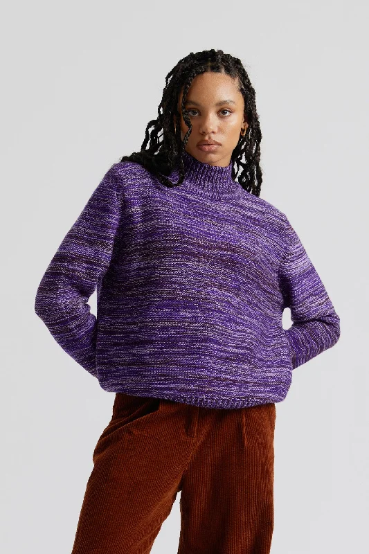 Amanda Fine Merino Wool Jumper Lavender Ribbed Striped Patterned