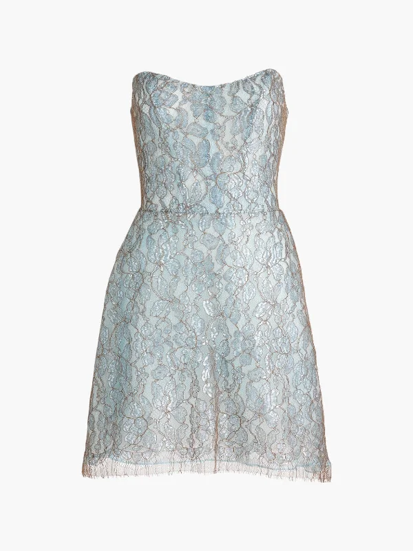 Glacier Lace Mini Dress Stylish Ruffle Mini Dress