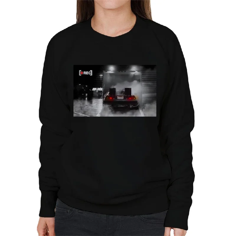 Back to the Future Delorean Rec Women's Sweatshirt Hoodie with Hem Elastic Stretchable Comfortable