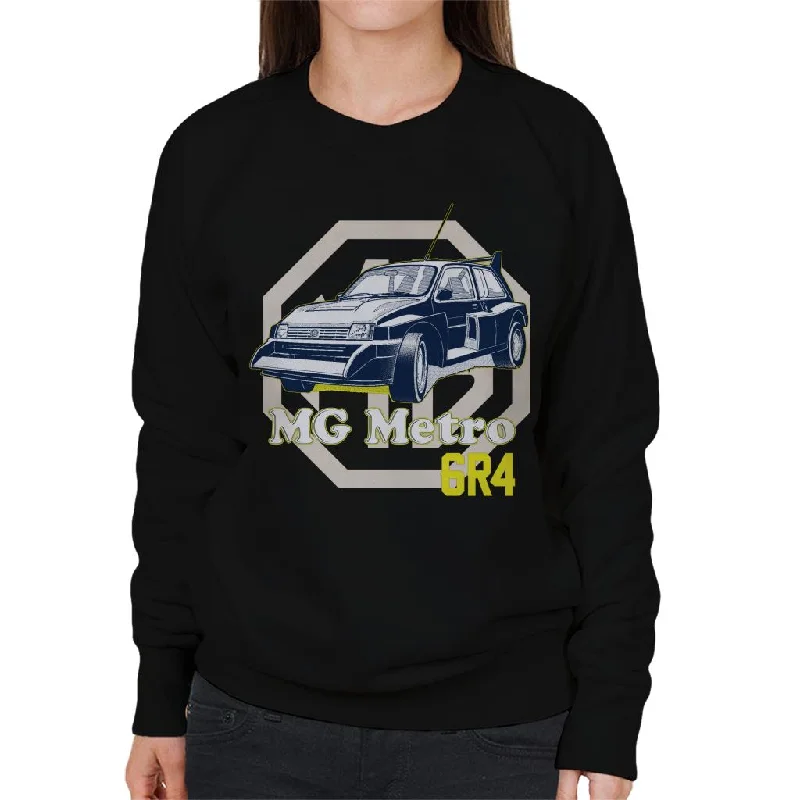 MG Metro 6R4 British Motor Heritage Women's Sweatshirt Hoodie with Exposed Zipper Edgy Industrial