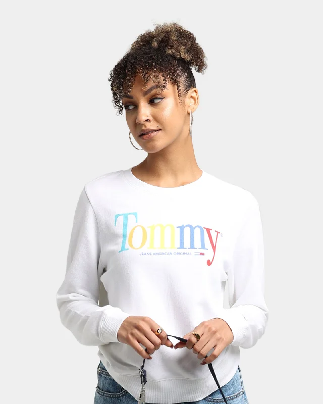 Tommy Jeans Women's Regular Colour Crewneck White Stylish Plus Size Denim Jeans