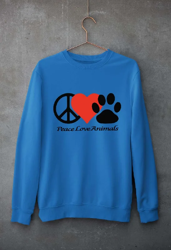 Peace Love Animals Unisex Sweatshirt for Men/Women Hoodie with Applique Textured Unique