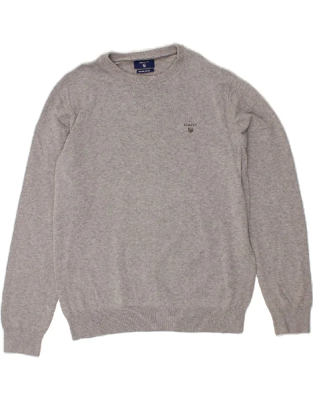 GANT Mens Crew Neck Jumper Sweater Medium Grey Cotton Fitted Loose Oversized