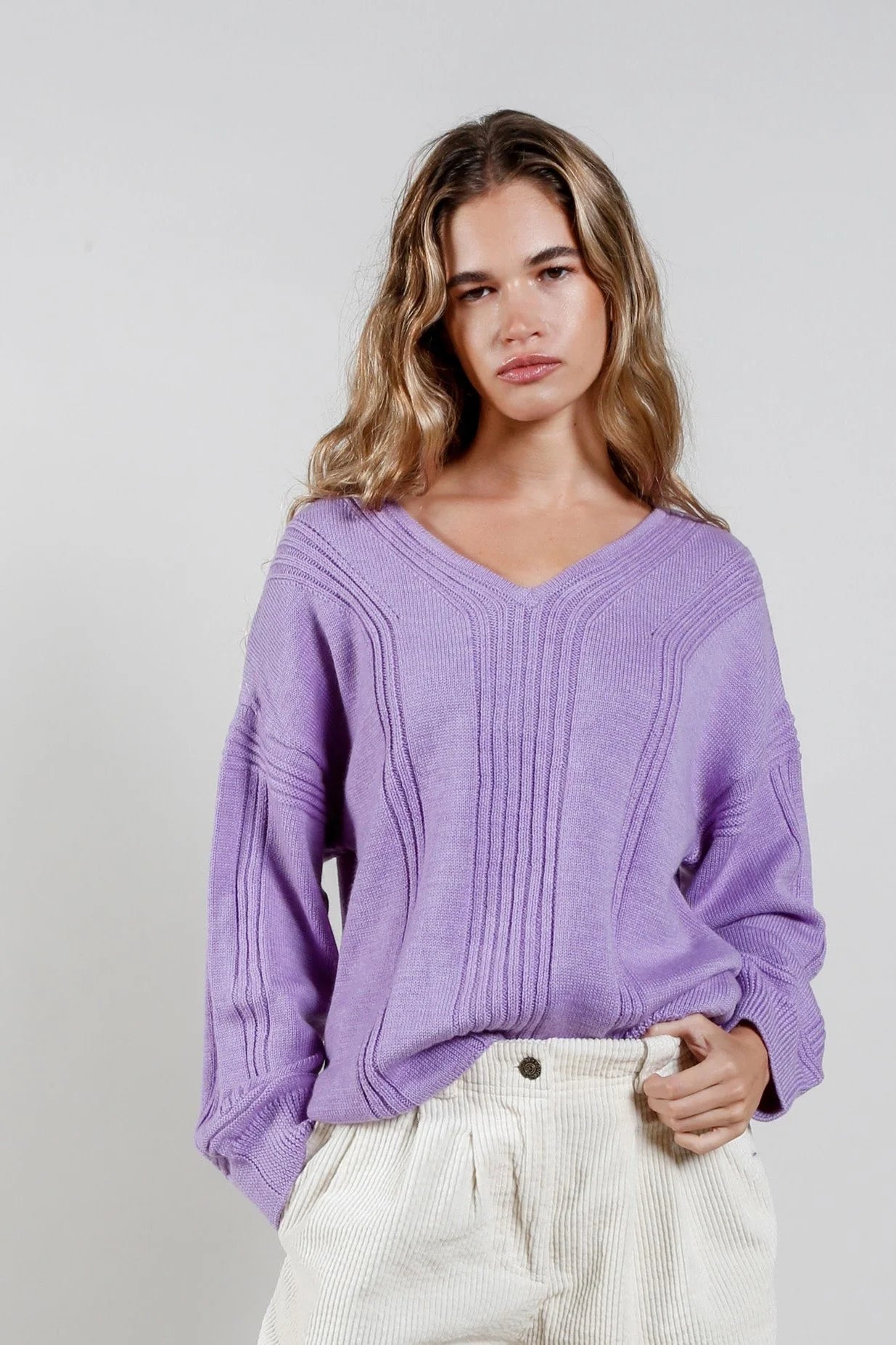 Anya Fine Merino Wool Jumper Lavender Thin Thick Dense