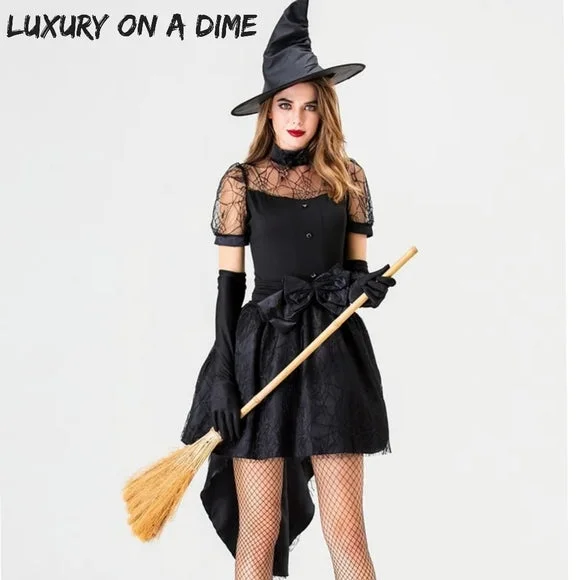 DARK WITCH Sexy Adult Woman Halloween Costume High-low Mini Dress Goth Punk Trendy Tie-Dye Mini Dress