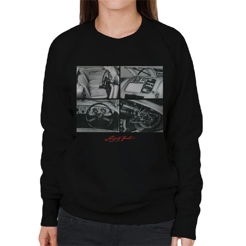 MG Safety Fast Montage British Motor Heritage Women's Sweatshirt Hoodie with Zipper Versatile Modern