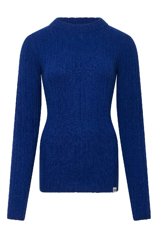 Lucky Wool Blend Jumper Navy Handmade Hand-knitted Hand-woven