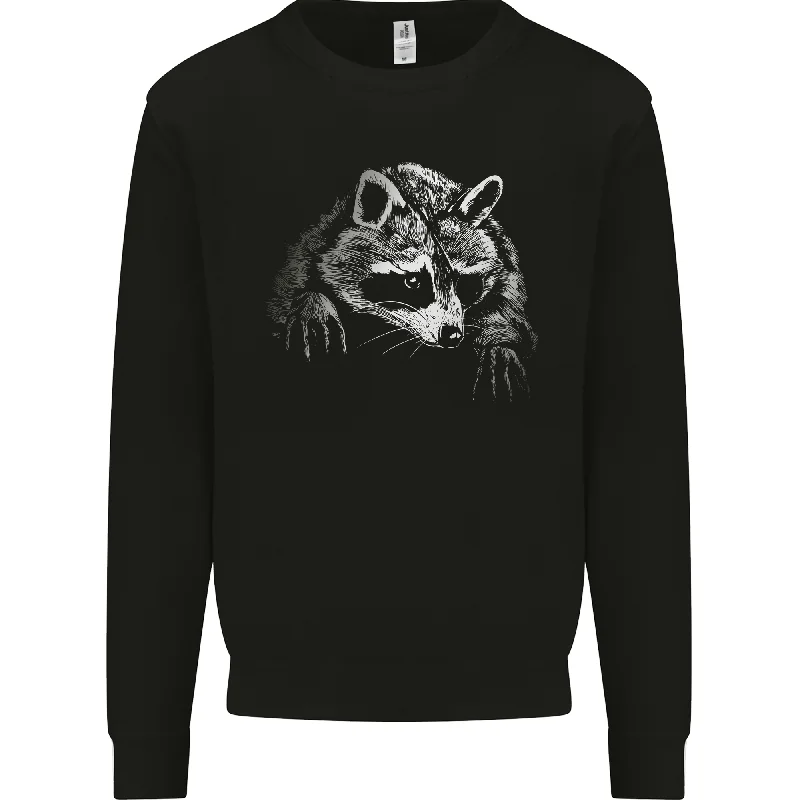 A Raccoon with an Eyepatch Mens Sweatshirt Jumper Hoodie with High-Low Hem Asymmetrical Trendy