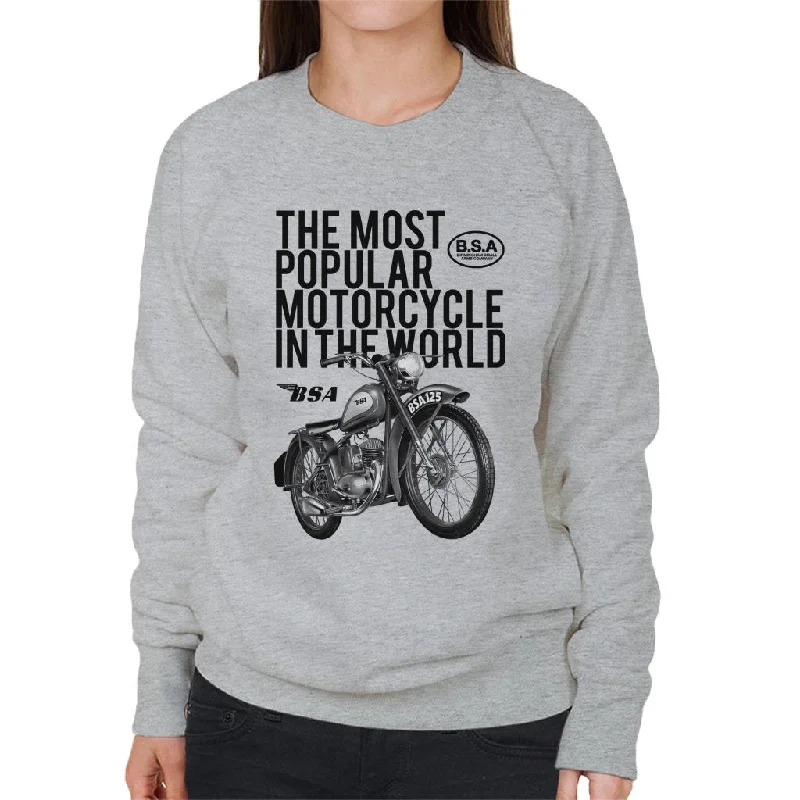 BSA The Most Popular Motorcycle In The World Women's Sweatshirt Hoodie with Hem Drawcord Adjustable Customizable