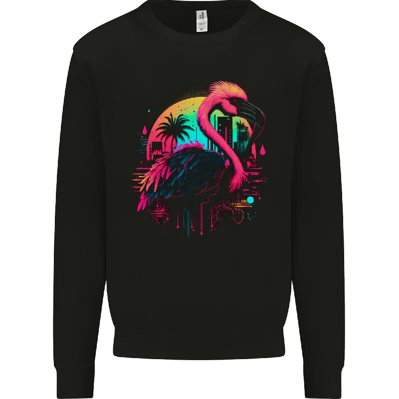 A Retro Flamingo Mens Sweatshirt Jumper Oversized Hoodie Comfort Casual