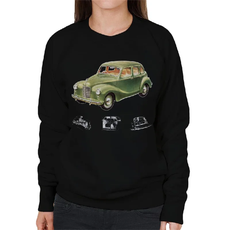 Austin X Ray Interior British Motor Heritage Women's Sweatshirt Hoodie with Ribbed Hem Stretchable Secure