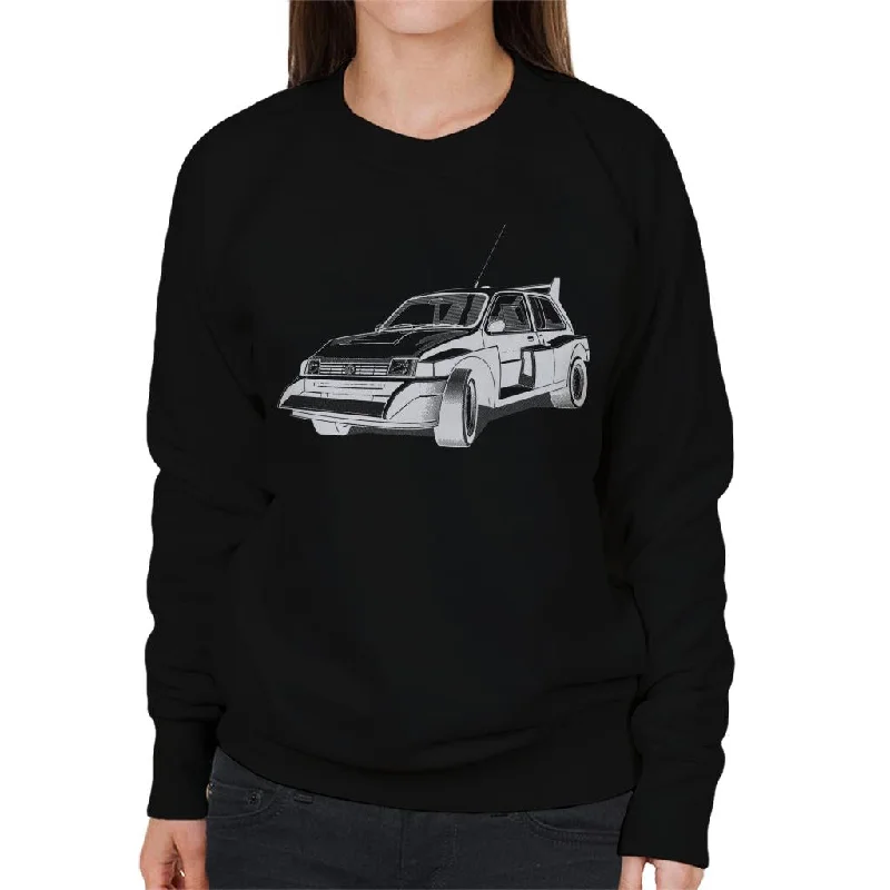 MG Metro 6R4 Black And White British Motor Heritage Women's Sweatshirt Hoodie with Typography Text Message