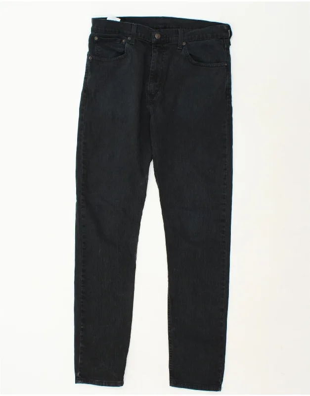 LEVI'S Mens 512 Slim Tapered Jeans W34 L34 Black Cotton Trendy Classic Fit Jeans