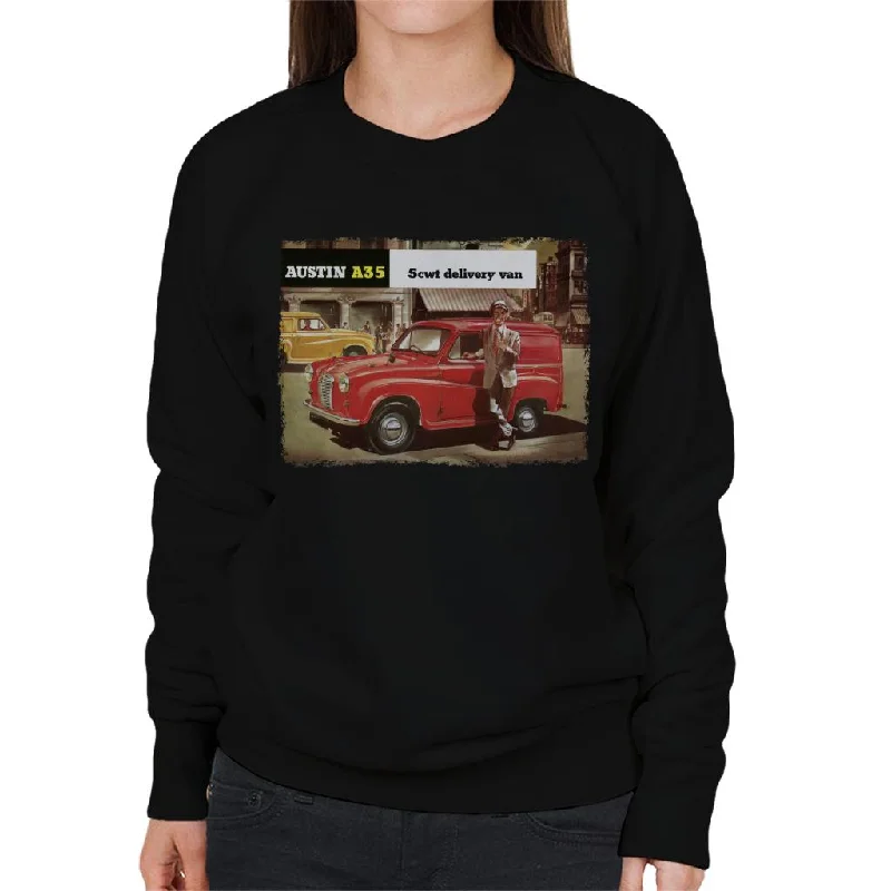 Austin A35 5cwt Delivery Van British Motor Heritage Women's Sweatshirt Hoodie with Magnetic Closure Innovative Modern