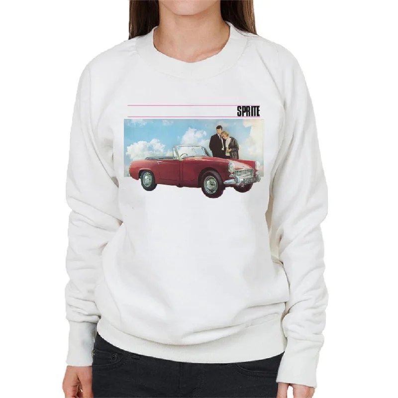 Austin Healey Sprite Mark IV Admired By Couple British Motor Heritage Women's Sweatshirt Hoodie with Embroidery Detailed Premium