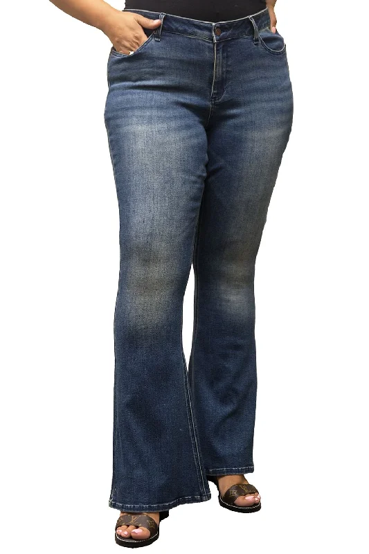 Poetic Justice - Kylie Flare Jeans - Vintage Wash Comfortable Jogger Style Jeans