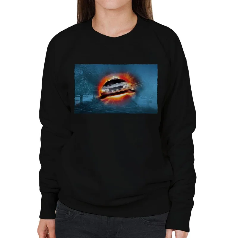 Back to the Future Delorean Cinematic Take Off Women's Sweatshirt Hoodie with Typography Text Message