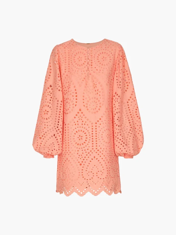 San Marco Eyelet Mini Dress | Apricot Fashionable Mini Dress with Pockets