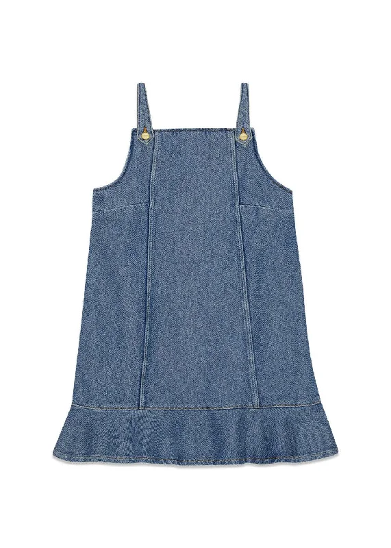 Heavy Denim Mini Dress - Tint Wash Comfortable Off-Shoulder Mini Dress