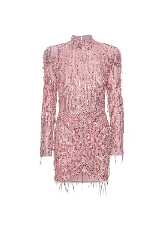 Sequin Fringe Mini Dress - Peachskin Stylish Short-Sleeve Mini Dress