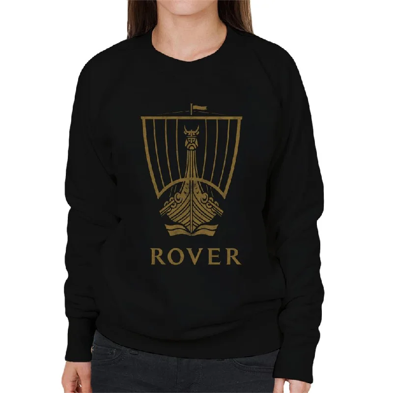 Rover Logo Gold Longship British Motor Heritage Women's Sweatshirt Hoodie with High Neck Warm Protective