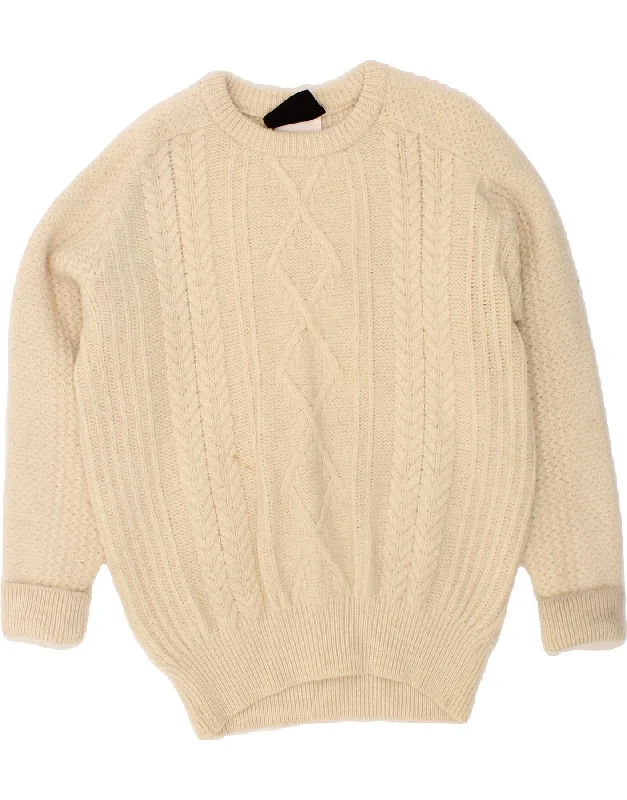 BARBOUR Mens Crew Neck Jumper Sweater EU 52 Large Beige New Wool Iron Safe Non-Iron Wrinkle Free