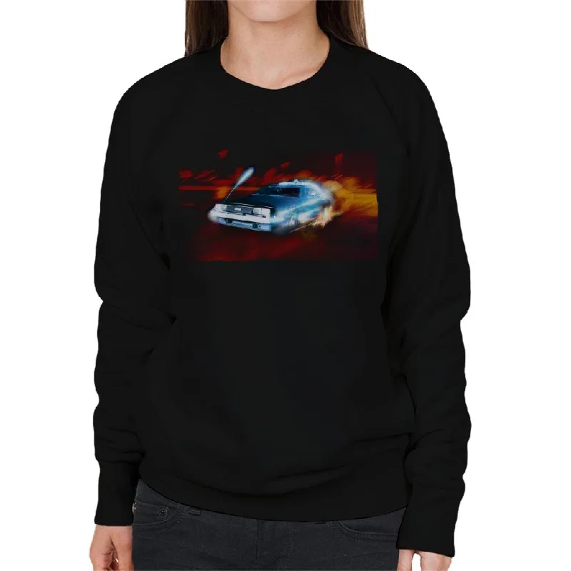 Back to the Future Delorean Electric Charged Take Off Women's Sweatshirt Hoodie with Camouflage Military Edgy