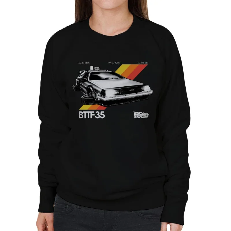 Back to the Future 35th Anniversary Delorean Women's Sweatshirt Hoodie with Tied Waist Feminine Flattering