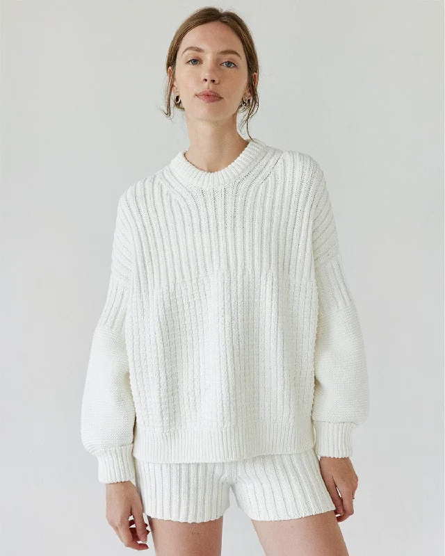 Delčia Cotton Sweater Off-White Terry Terry Cloth Terry Knit