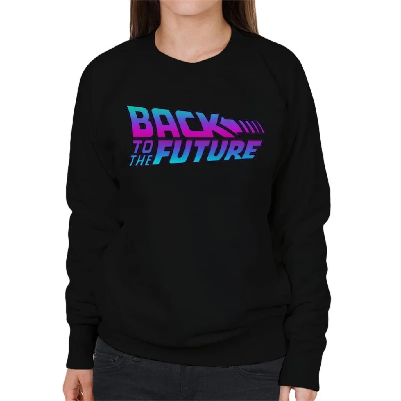 Back to the Future Pink And Blue Gradient Logo Women's Sweatshirt Hoodie with Patch Decorative Personalized