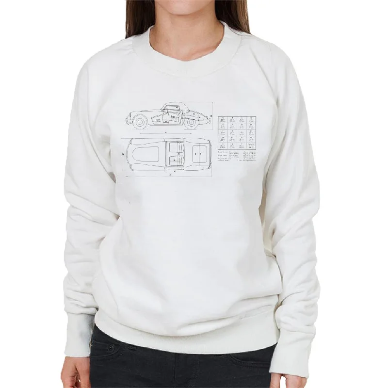 MG Schematic British Motor Heritage Women's Sweatshirt Hoodie with Elastic Cuffs Stretchable Comfortable