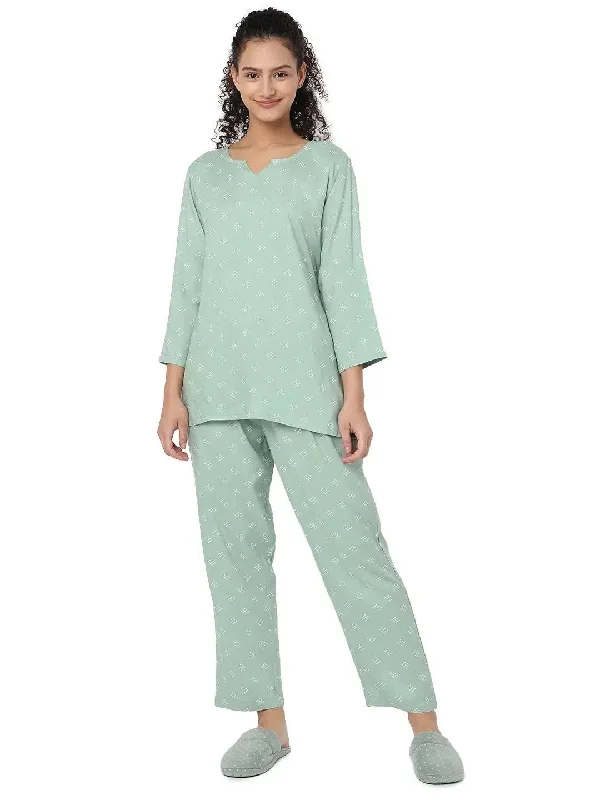 Smarty Pants Women's Cotton Pastel Green Polka Dot Print Night Suit Trendy Printed Pants Smarty Pants Women's Cotton Pastel Green Polka Dot Print Night Suit Trendy Printed Pants