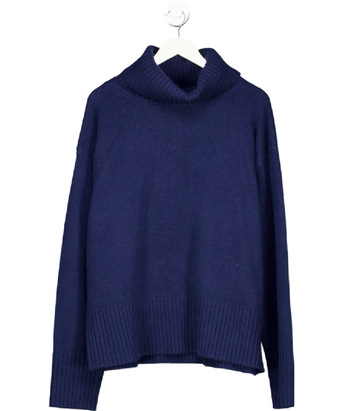 Wyse Blue Nadia Super soft Cashmere/Wool Blend Funnel Neck Jumper UK XL Fleece Fabric Down Fabric Feather Fabric