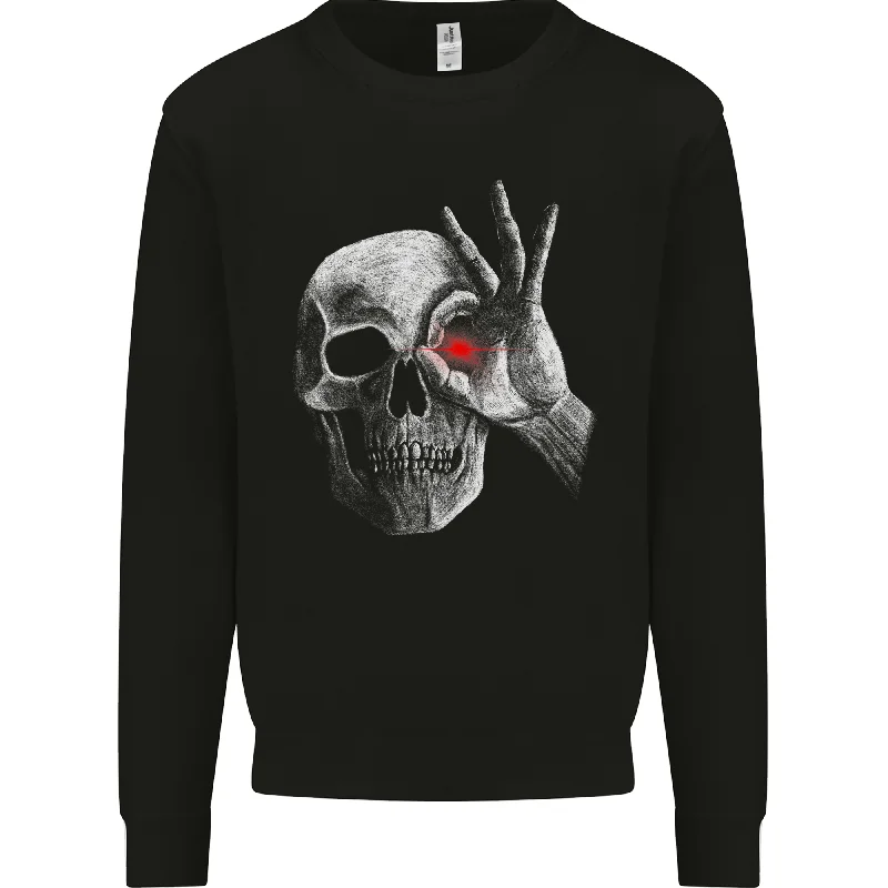 A Red Eye Skull Mens Sweatshirt Jumper Hoodie with Drop Shoulder Relaxed Streetwear