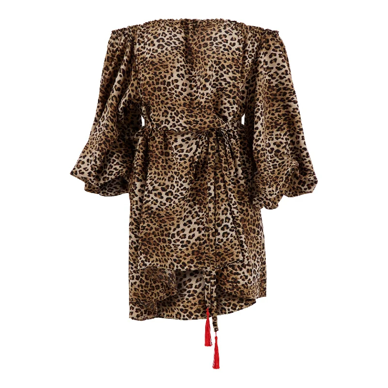 Leopard Mini Dress Elegant Velvet Mini Dress