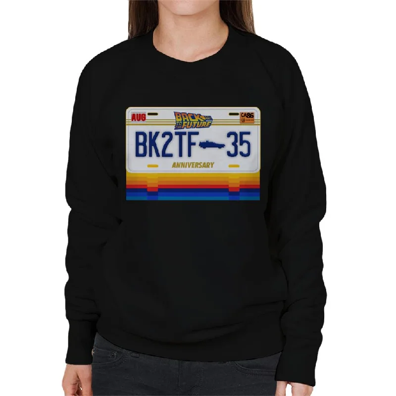 Back to the Future 35th Anniversary License Plate Design Women's Sweatshirt Hoodie with Zipper Placket Modern Functional