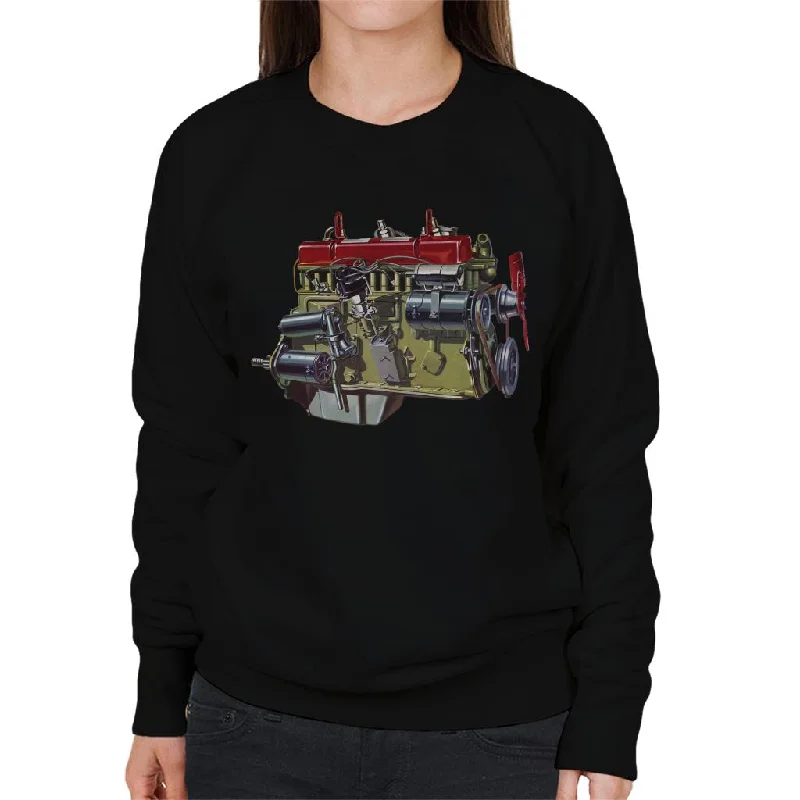 Austin Healey Side View Of Engine British Motor Heritage Women's Sweatshirt Hoodie with Fur Luxurious Winter