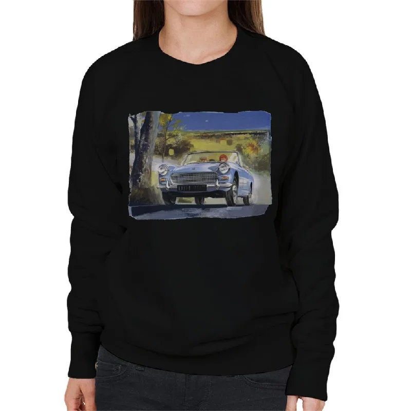 Austin Healey Countryside Background British Motor Heritage Women's Sweatshirt Hoodie with Contrast Stitching Detailed Premium