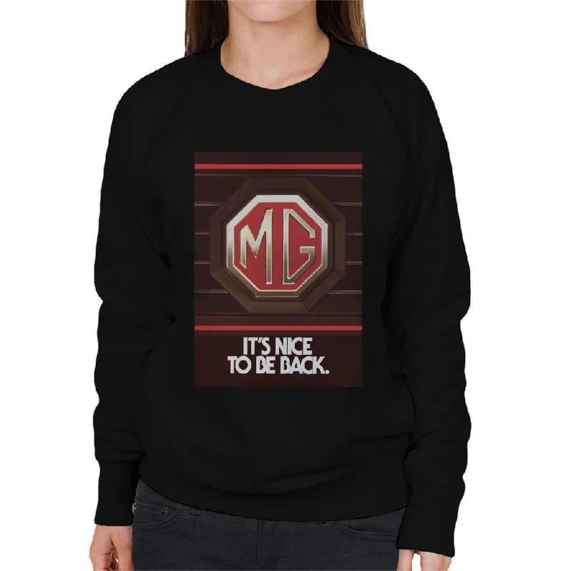 MG Its Nice To Be Back British Motor Heritage Women's Sweatshirt Hoodie with Toggle Buttons Decorative Unique