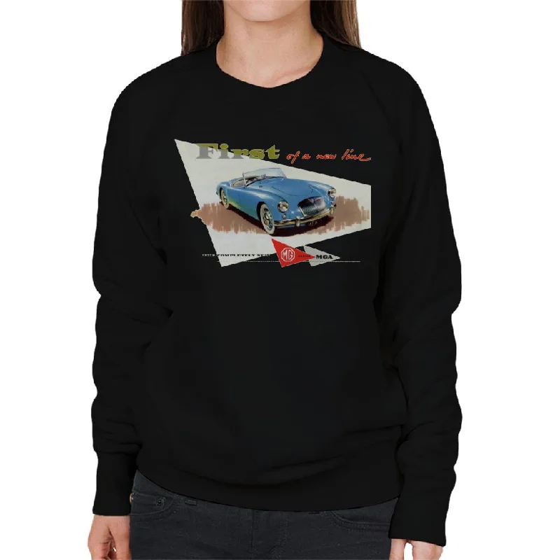 MG First Of A New Line British Motor Heritage Women's Sweatshirt Hoodie with Turtle Neck Cozy Winter